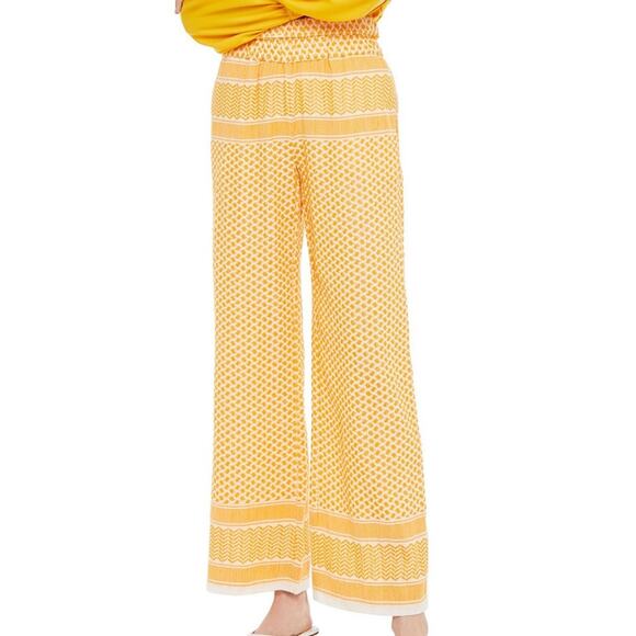Cecilie Copenhagen Cotton Jacquard Wide Leg Pull on Pants Boho Embroidered Small - Picture 1 of 13